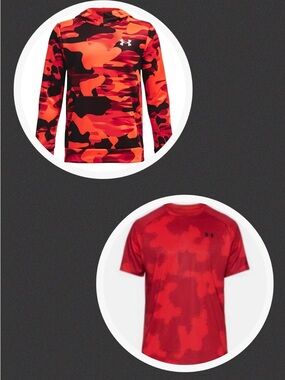EUC 2 piece Under Armour Kids Camo Hoodie & dri-fit t-shirt bundle, Size Med